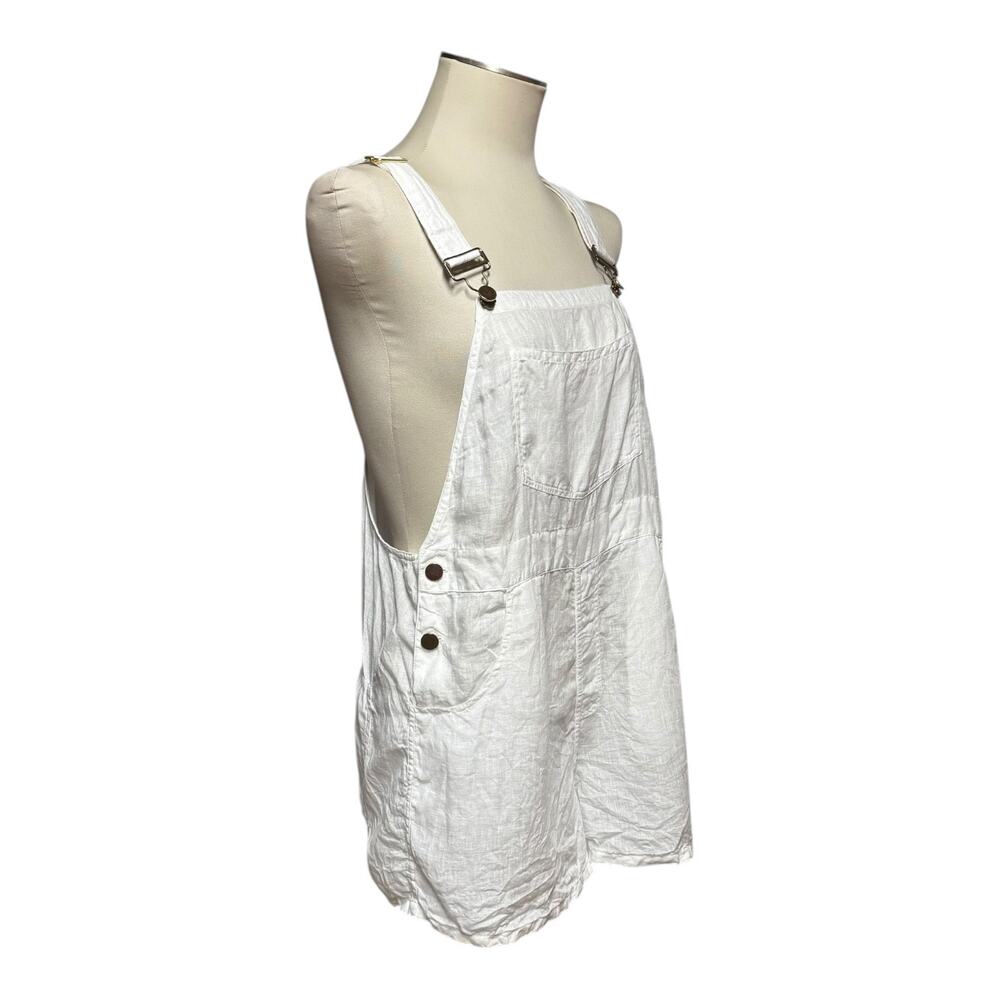 We Wore What Linen Overall Shorts Shortalls White Small - Picture 4 of 6